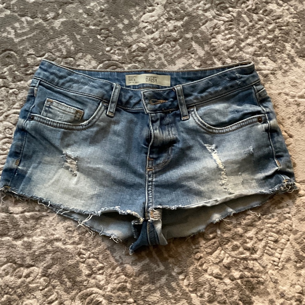 Daisy Faded Blue Jean Shorts